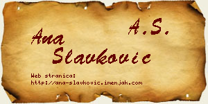 Ana Slavković vizit kartica